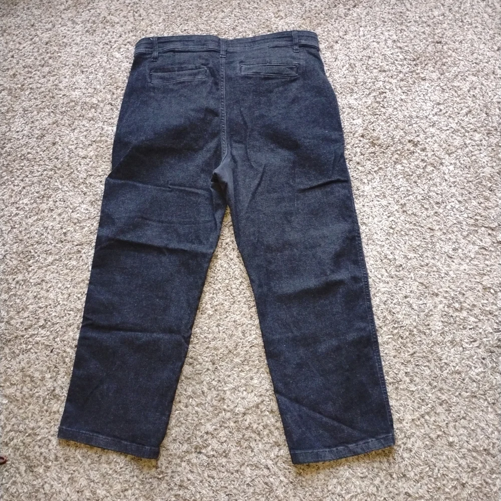 NEW Liz Claiborne Black Stretch Denim Pants 12P Mid-Rise Utility Style